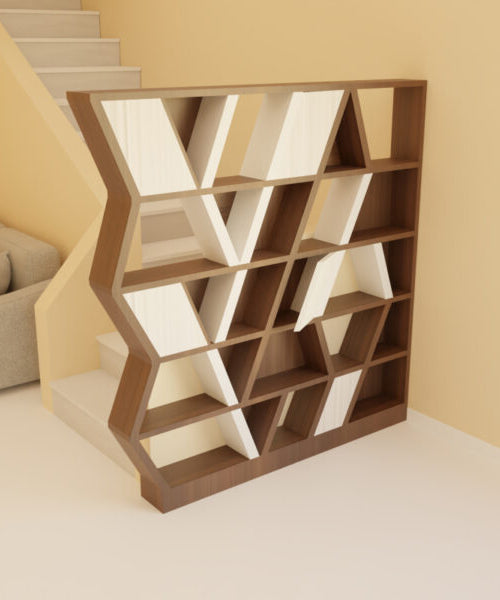 Wooden bookshelf partition